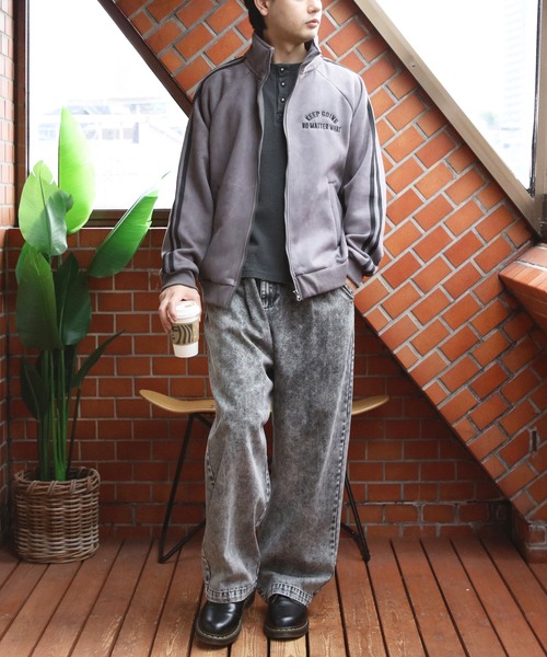 8 ブルゾン アウター 裏ボア刺繍入りトラックジャケット メンズ