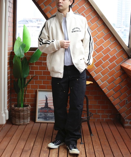 8 ブルゾン アウター 裏ボア刺繍入りトラックジャケット メンズ