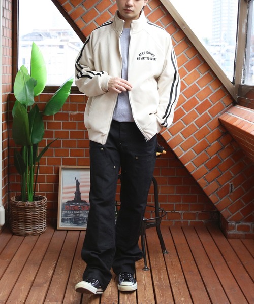 8 ブルゾン アウター 裏ボア刺繍入りトラックジャケット メンズ