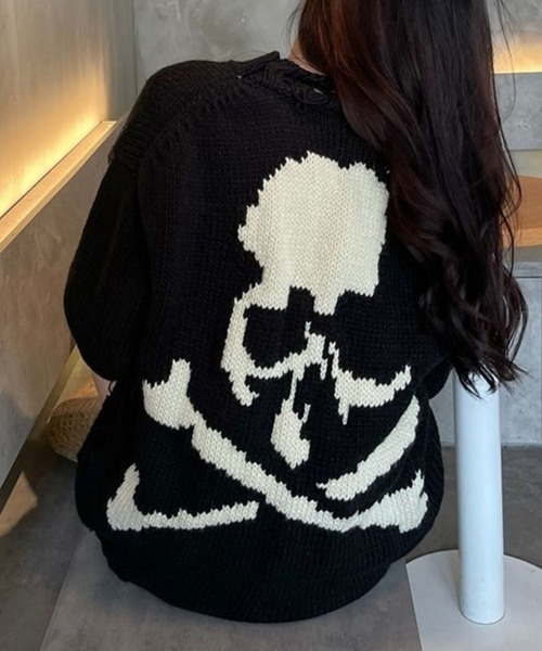 【美品】MARK & LONA スカルデザイン ニットセーター / スニード パンクスカルニット | VOLCAN&APHRODITE