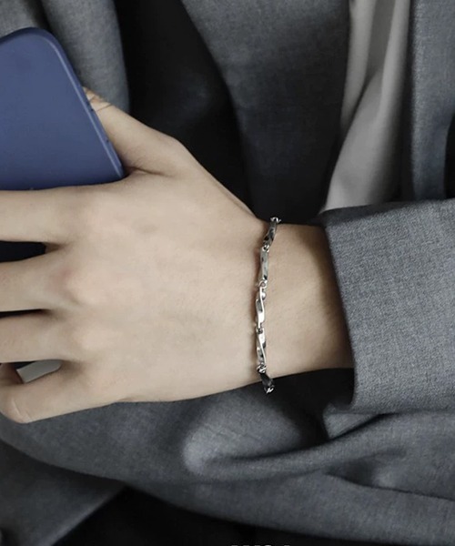 ブレスレット ツイストシルバーチェーンブレスレット/メンズ(T3