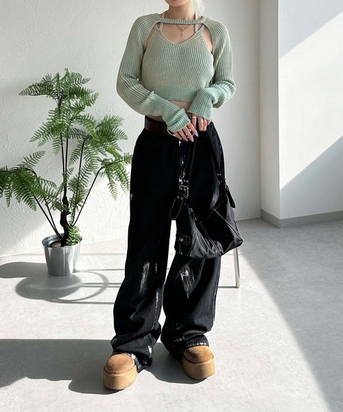 「sedacle girl」 ニットアンサンブル FREE ネイビー レディース_画像6