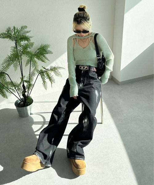 「sedacle girl」 ニットアンサンブル FREE ネイビー レディース_画像7