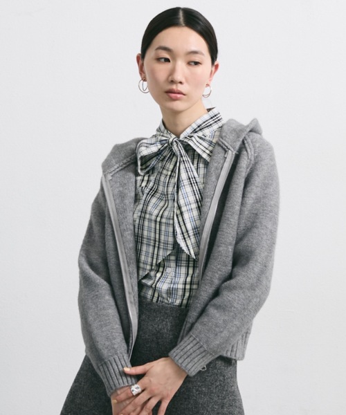 パーカー スフレヤーンダブルジップニットパーカー レディース