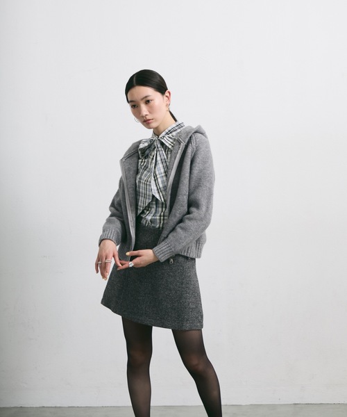 パーカー スフレヤーンダブルジップニットパーカー レディース