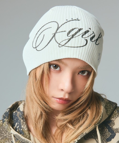 X-girl（エックスガール） ニット帽 ニットキャップ SPRAY LOGO AND