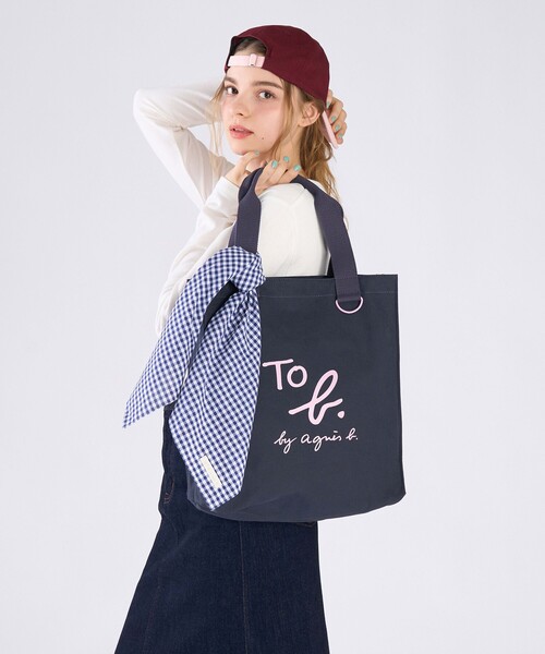 To b. by agnes トートバッグ コットン ロゴ レディース : ZOZOTOWN