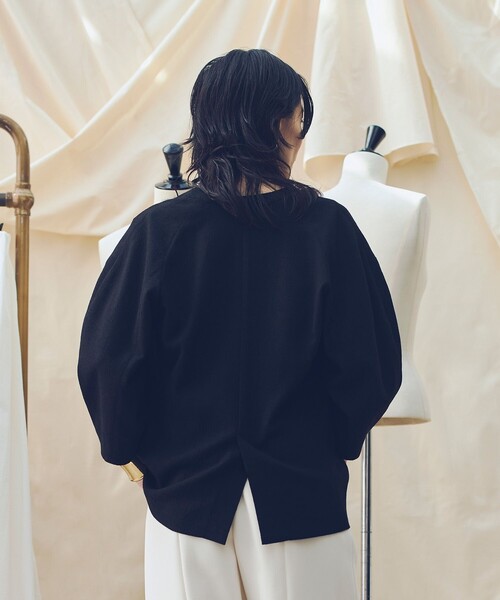 ジャケット ノーカラージャケット 「ATELIER Line」ハーフスリーブカラーレスジャケット レディースの画像