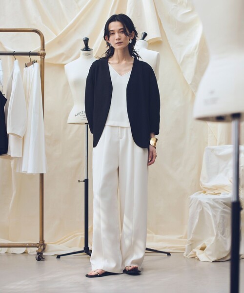 ジャケット ノーカラージャケット 「ATELIER Line」ハーフスリーブカラーレスジャケット レディースの画像
