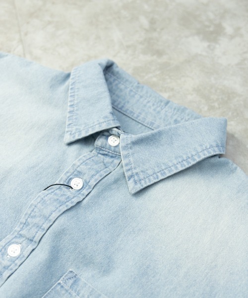 「NYLAUS」 「BARCEDOS」長袖シャツ L ケミカルウォッシュ メンズ_画像3