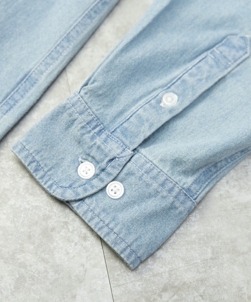 「NYLAUS」 「BARCEDOS」長袖シャツ L ケミカルウォッシュ メンズ_画像6