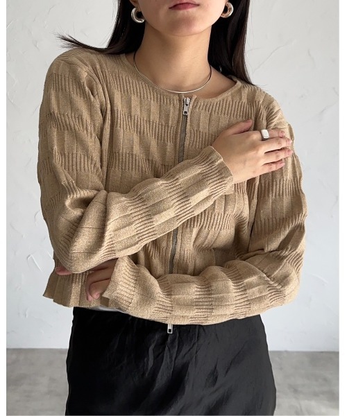 「leimn」 「ANDSEARCH」ニットカーディガン M ゴールド レディース_画像2