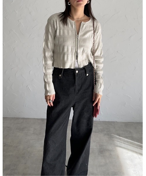 「leimn」 「ANDSEARCH」ニットカーディガン M ゴールド レディース_画像3