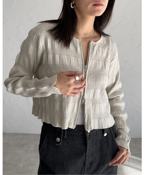 「leimn」 「ANDSEARCH」ニットカーディガン M ゴールド レディース_画像8