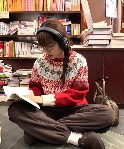 「NANEA」 長袖ニット フリー レッド レディース_画像3