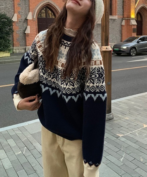 「NANEA」 長袖ニット フリー レッド レディース_画像8