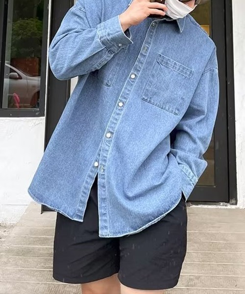 デニムオーバーサイズシャツ NEW GENTLEMAN シャツ パサデナデニム オーバーサイズシャツ メンズ