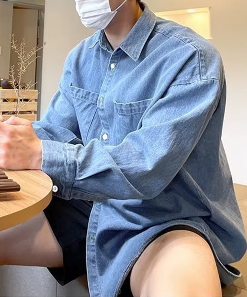 NEW GENTLEMAN シャツ パサデナデニム オーバーサイズシャツ メンズ