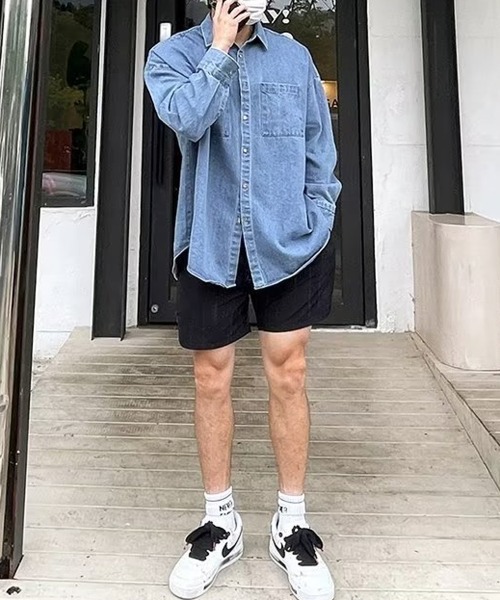 NEW GENTLEMAN シャツ パサデナデニム オーバーサイズシャツ メンズ