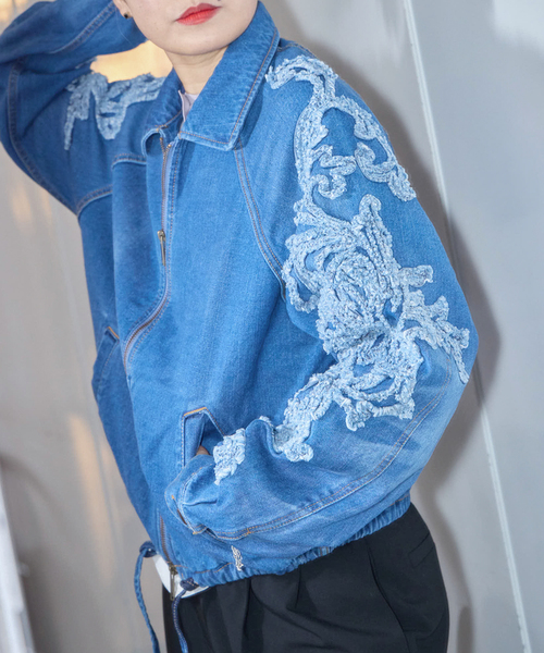 TAG（PORTER） デニムジャケット gジャン TAAKK SCULPTURAL EMBROIDERY