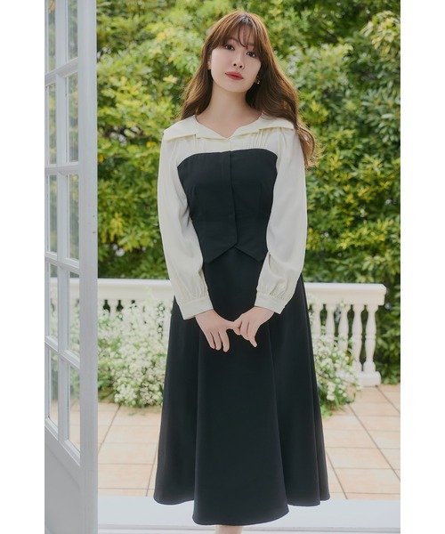 ワンピース Mayfair Bicolor Flared Dressの画像