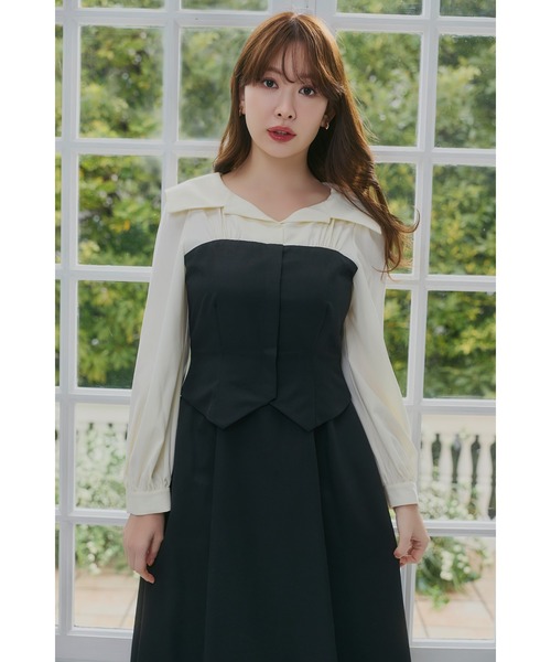 Her lip to ワンピース Mayfair Bicolor Flared Dress : ZOZOTOWN
