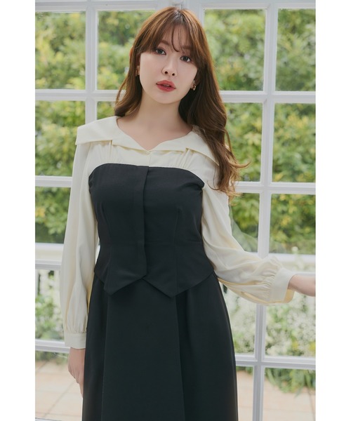Her lip to ワンピース Mayfair Bicolor Flared Dress : ZOZOTOWN