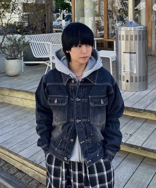 「MandO(Auntie Rosa)」 デニムジャケット LARGE インディゴブルー メンズ_画像4