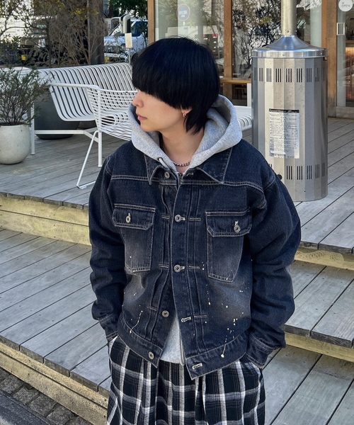 「MandO(Auntie Rosa)」 デニムジャケット LARGE インディゴブルー メンズ_画像6