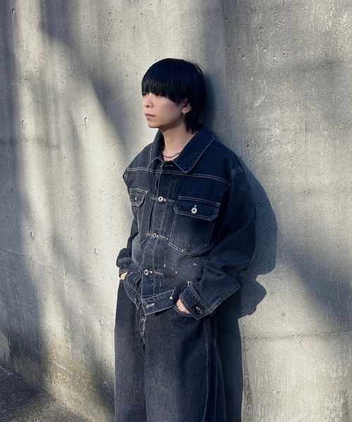 「MandO(Auntie Rosa)」 デニムジャケット LARGE インディゴブルー メンズ_画像7