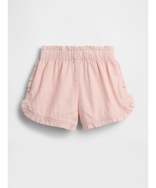 TRALALA ピンク コットン フリルショートパンツ GAP（ギャップ） パンツ コットンリネン ラッフルフリル ドルフィン