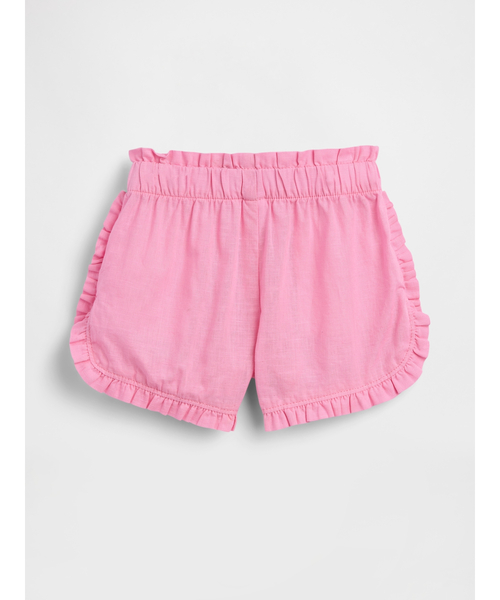 TRALALA ピンク コットン フリルショートパンツ GAP（ギャップ） パンツ コットンリネン ラッフルフリル ドルフィン