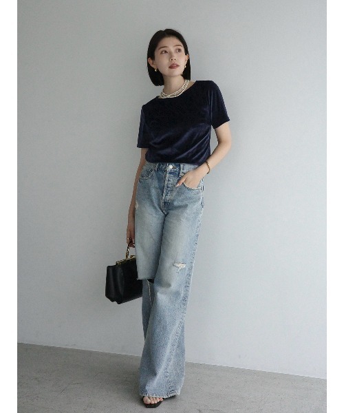anuans トリアセミックスワークシャツ　Blue gray anuans（アニュアンス） tシャツ トリアセベロアカットTシャツ