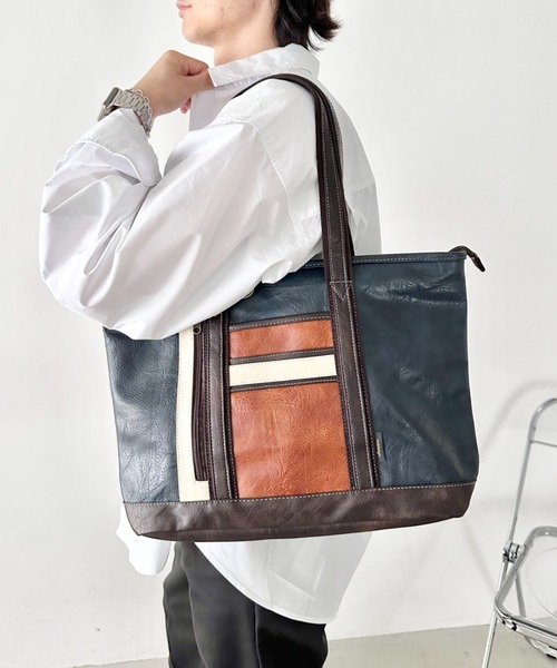 real design トートバッグ 「マルチカラー」PUレザー A4トートバッグ/3 