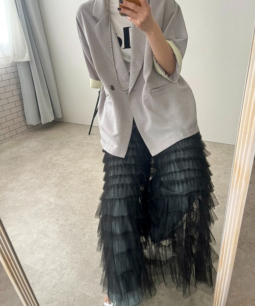 「LHELBIE」 フリルスカート M アイボリー レディース_画像9