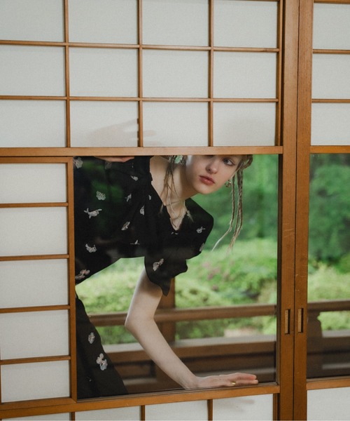 パンツドレス Petal Embroidery Setup Pants Dress