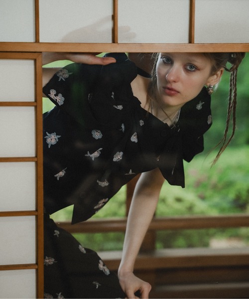 パンツドレス Petal Embroidery Setup Pants Dress