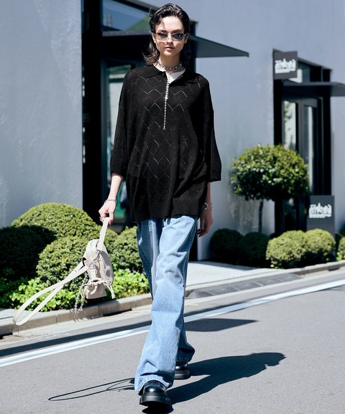 「ENDER PRODUCTS」 半袖ニット L ブラック メンズ_画像3