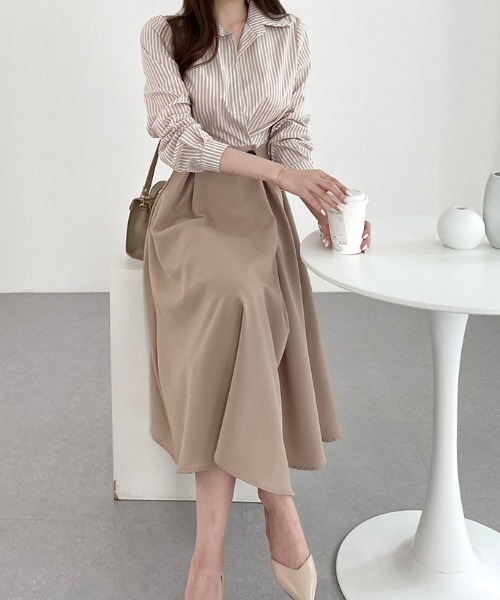 「ECLIN」 ドッキングワンピース X-LARGE ベージュ レディース_画像5