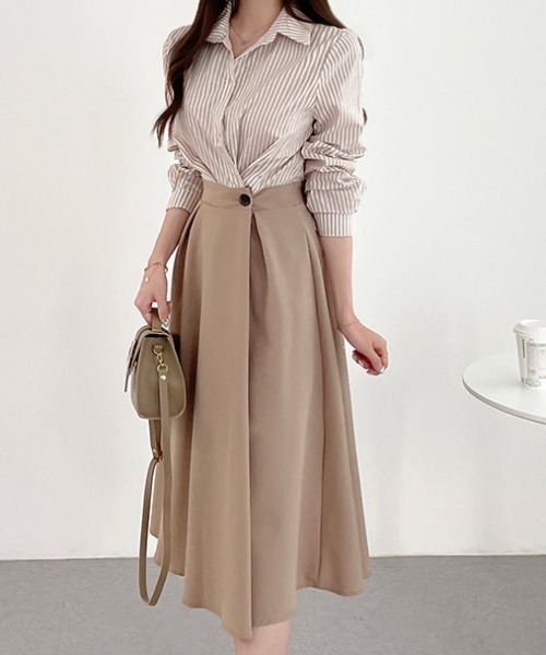 「ECLIN」 ドッキングワンピース X-LARGE ベージュ レディース_画像6