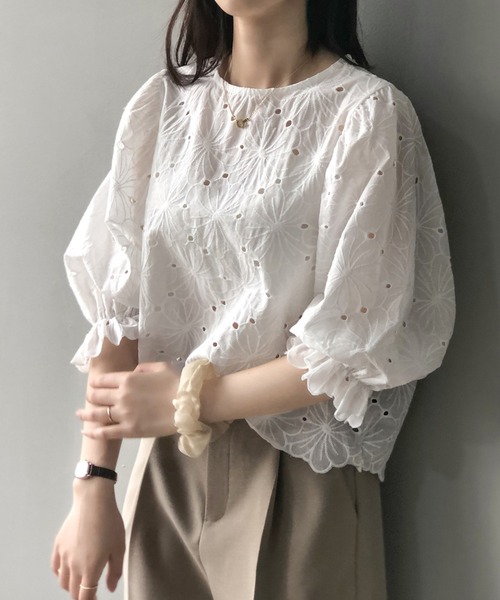 シャツ ブラウス ボリュームスリーブ花柄刺繍レースブラウス Zozotown Paypayモール店 通販 Paypayモール