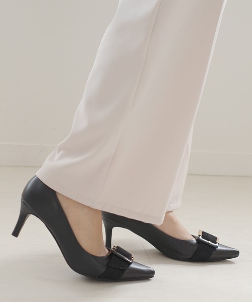 AmiAmi（アミアミ） パンプス べっ甲バックル付きポインテッドトゥ