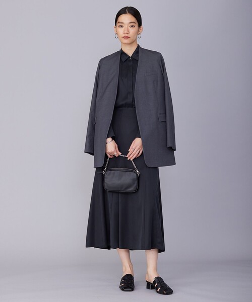 ICB【美品】セットアップ　ブラック ICB ジャケット ノーカラージャケット 「セットアップ対応・洗える