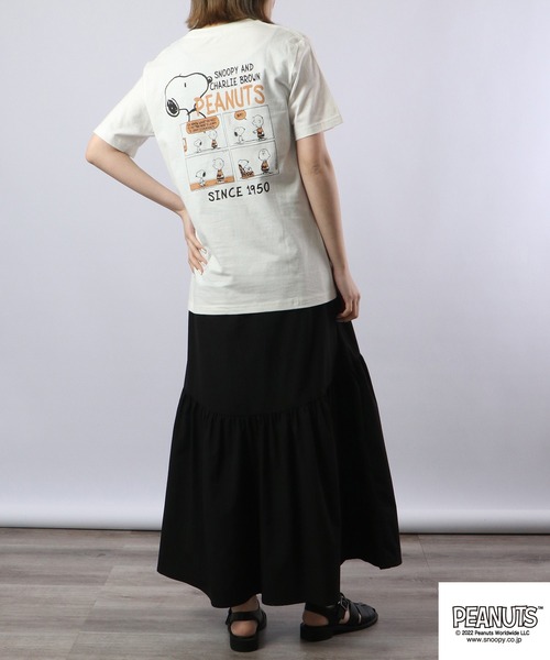 PEANUTS tシャツ スヌーピー バックプリント 半袖Tシャツ