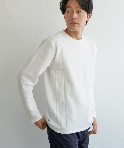 ロンT ikka（イッカ） tシャツ フクレジャガード切り替えロンT メンズ