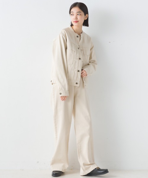 大幅値下げ!INSCRIRE 定番ノーカラーデニムジャケット Gジャン OMNES(ファッション) デニムジャケット gジャン ノーカラー