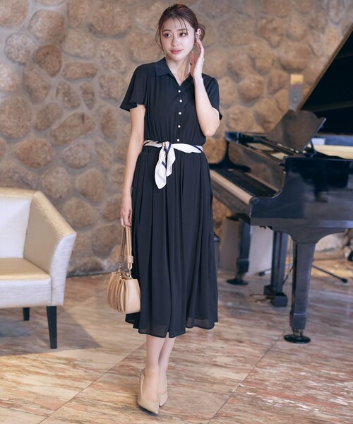 Tiaclasse ワンピース 「洗える」シアー楊柳シャツワンピース