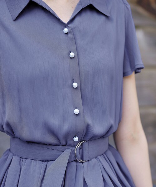 Tiaclasse ワンピース 「洗える」シアー楊柳シャツワンピース