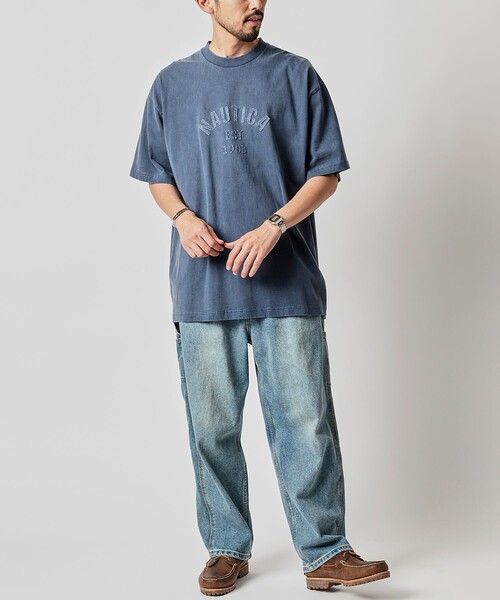 【NAUTICA】Pigment Dyed Felt Patch Arch Logo SS Tee NAUTICA】Pigment Dyed Felt Patch Arch Logo SS Tee
