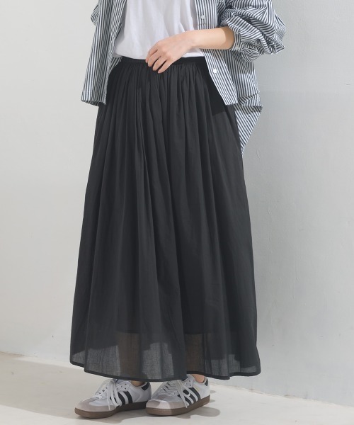 OMNES（オムネス） ロング スカート コットンボイル総柄ギャザー